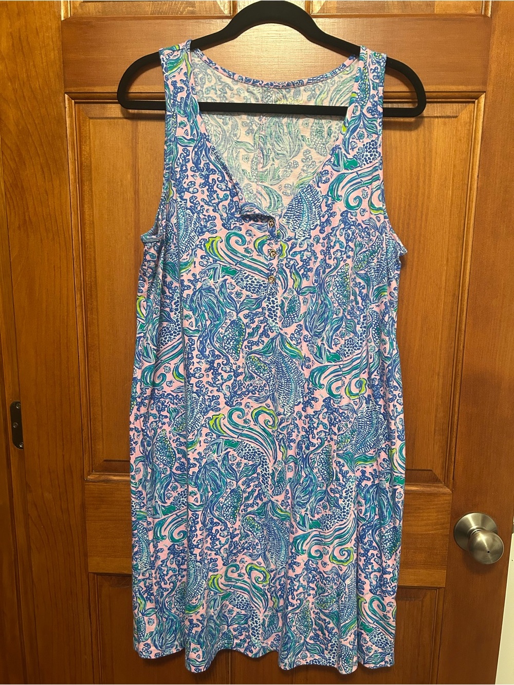 Lilly Pulitzer Lela Henley Dress in we mermaid it size Large EUG